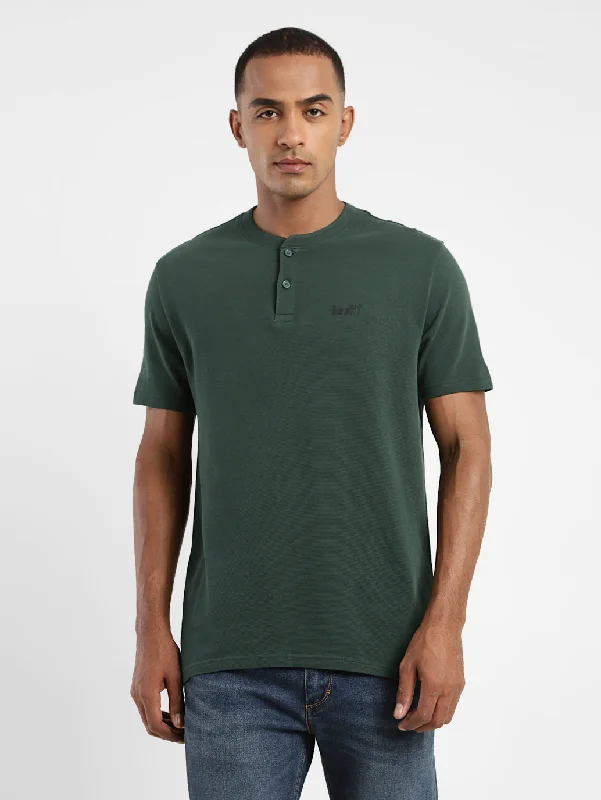 Men's moisture - wicking athletic t - shirts for intense workoutsMen's Solid Henley Neck T-shirt