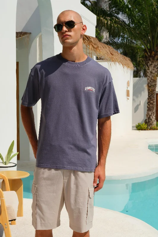 Men's printed Hawaiian t - shirts for tropical vacationsMoonlight Blue 100% Supima Cotton Oversized T-shirt