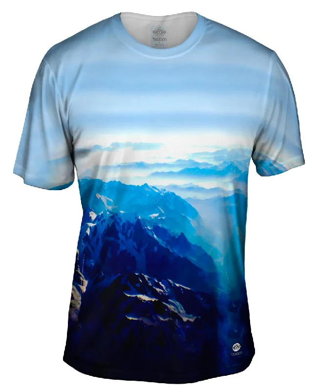 Men's printed Hawaiian t - shirts for tropical vacationsMountains From Sky Swiss Alps