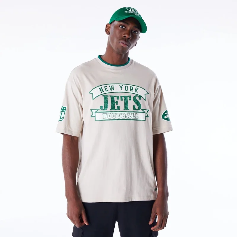 Men's lightweight performance t - shirts for running marathonsNew York Jets NFL Graphic Open White Oversized T-Shirt