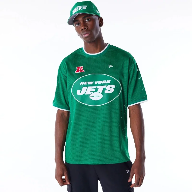 Men's smart - casual checkered t - shirts for semi - formal occasionsNew York Jets NFL Mesh Green Oversized T-Shirt