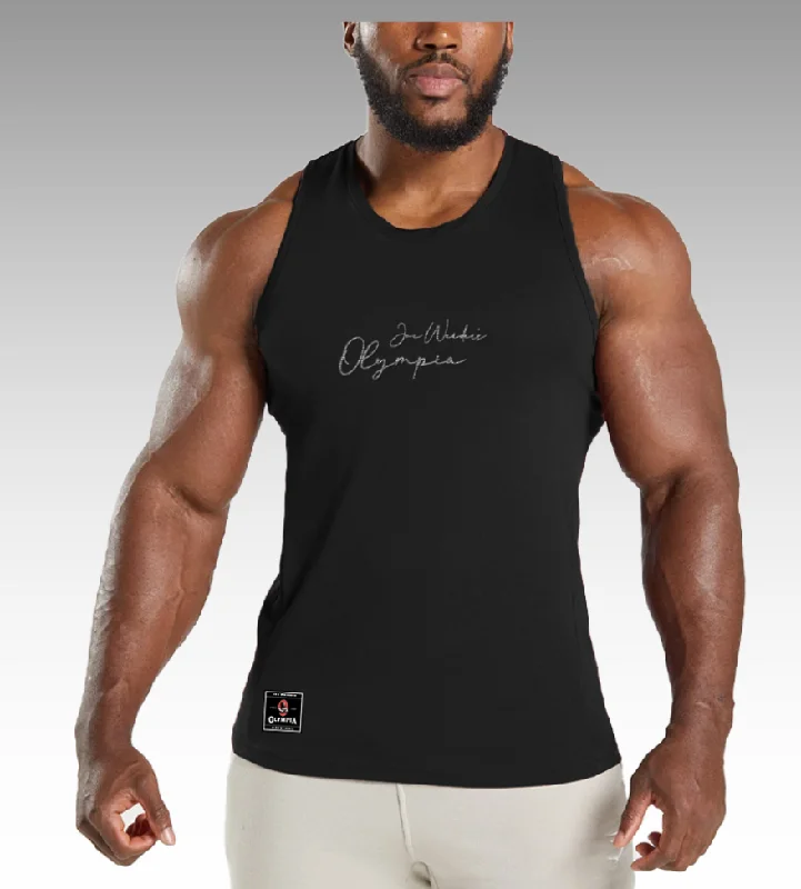 thermal men's tank topsOlympia Script Black Tank Top