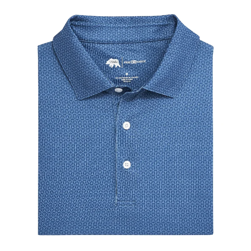 Men's lightweight performance polo shirts for tennis matchesOut of Office Printed Performance Polo - True Navy Men's lightweight performance polo shirts for tennis matchesOut of Office Printed Performance Polo - True Navy