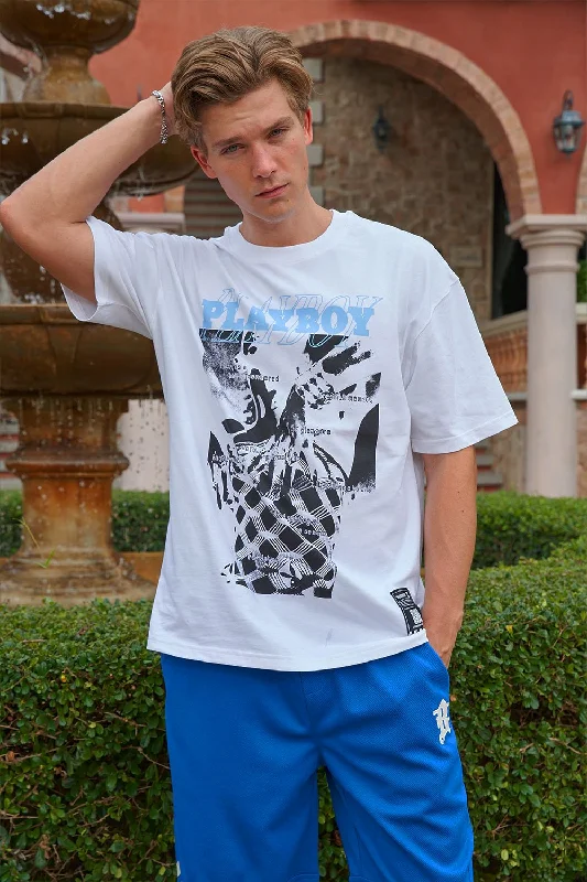Men's tie - dye t - shirts with a bohemian stylePlayboy Super Sport Oversized T-shirt