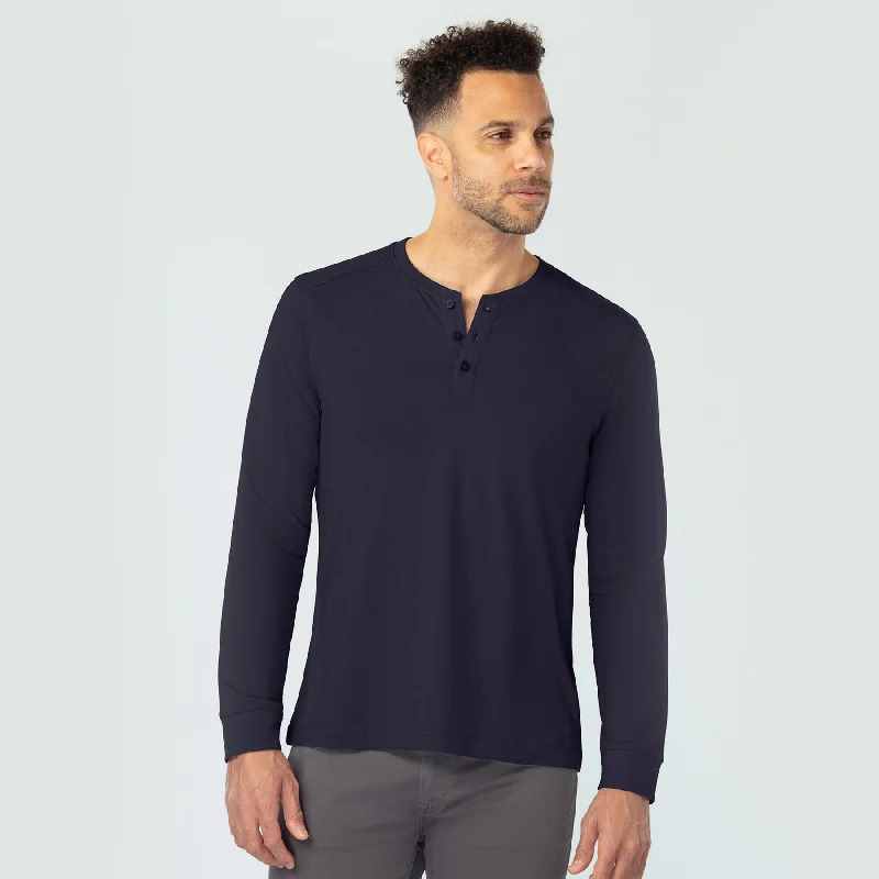 Men's stretchable athletic polo shirts for fitness workoutsPolar Night Henley