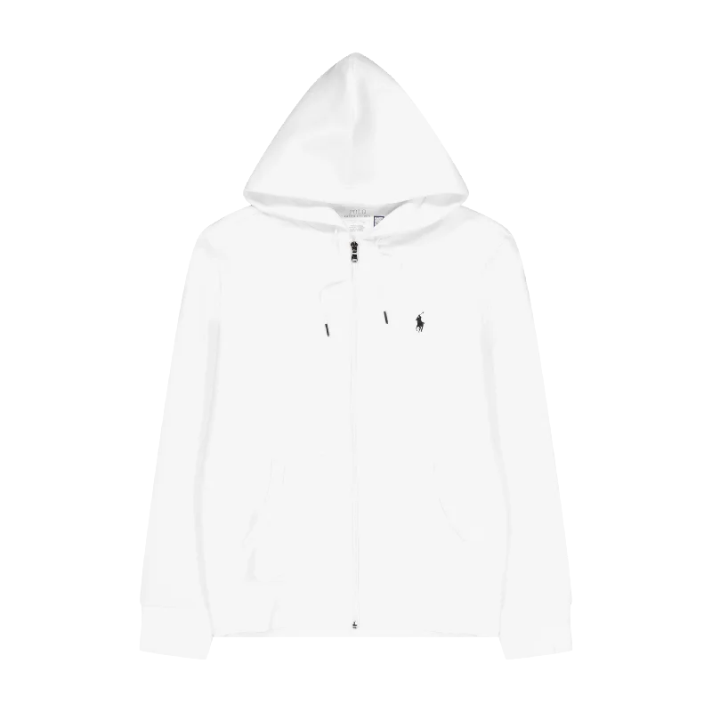 Men's stretchable athletic polo shirts for fitness workoutsDouble-Knit Full-Zip Hoodie White
