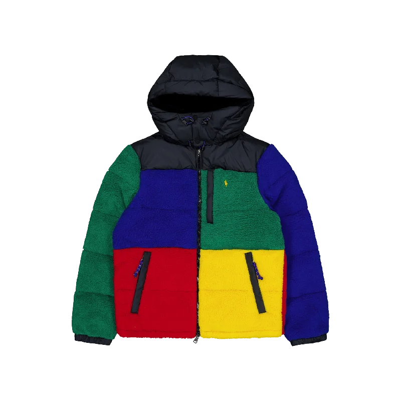 Men's quick - dry polo shirts for water sports activitiesColor-Blocked Pile Fleece Down Jacket RL2000 Red Multi Men's quick - dry polo shirts for water sports activitiesColor-Blocked Pile Fleece Down Jacket RL2000 Red Multi