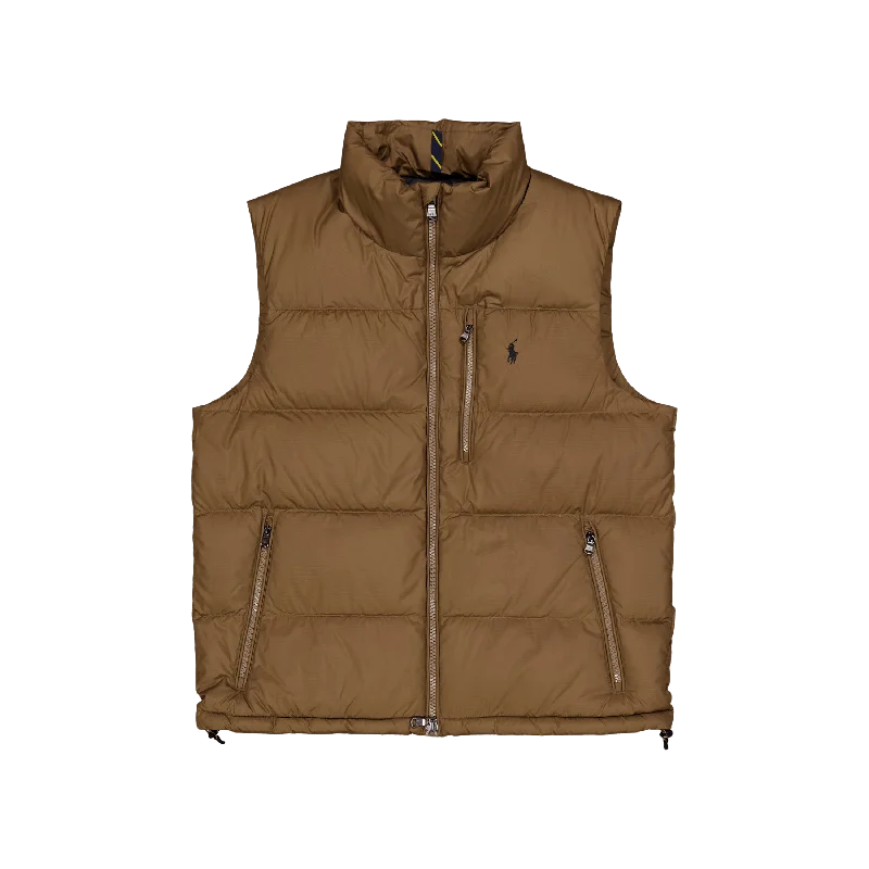 Men's ribbed cuffs and hem polo shirts for a textured lookThe Gorham Down Vest Dark Taupe Men's ribbed cuffs and hem polo shirts for a textured lookThe Gorham Down Vest Dark Taupe
