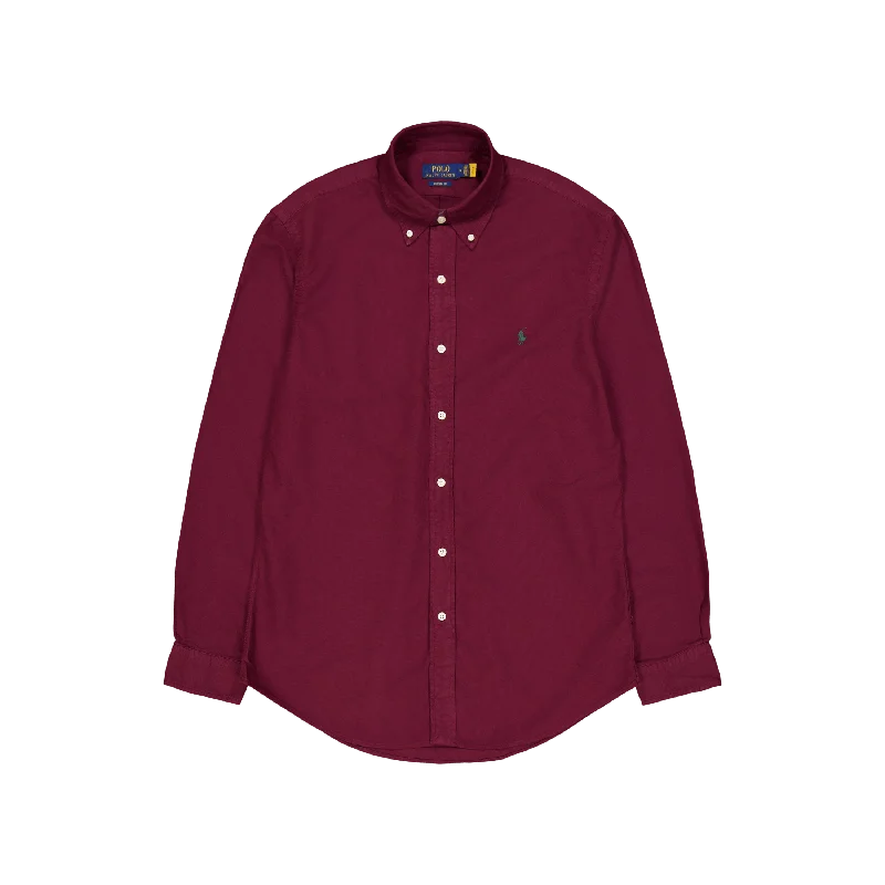 Men's breathable cotton blend polo shirts for summer outingsPolo Ralph Lauren Gd Oxford Custom Fit Shirt 046 Harvard Wine