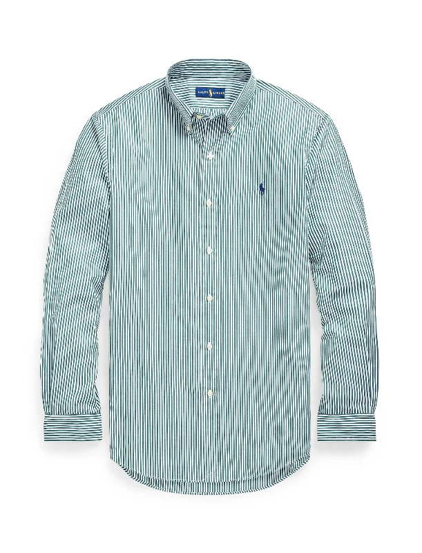 Men's button - down spread collar polo shirts for business casualPolo Ralph Lauren LS Sport Shirt Pine/White Men's button - down spread collar polo shirts for business casualPolo Ralph Lauren LS Sport Shirt Pine/White