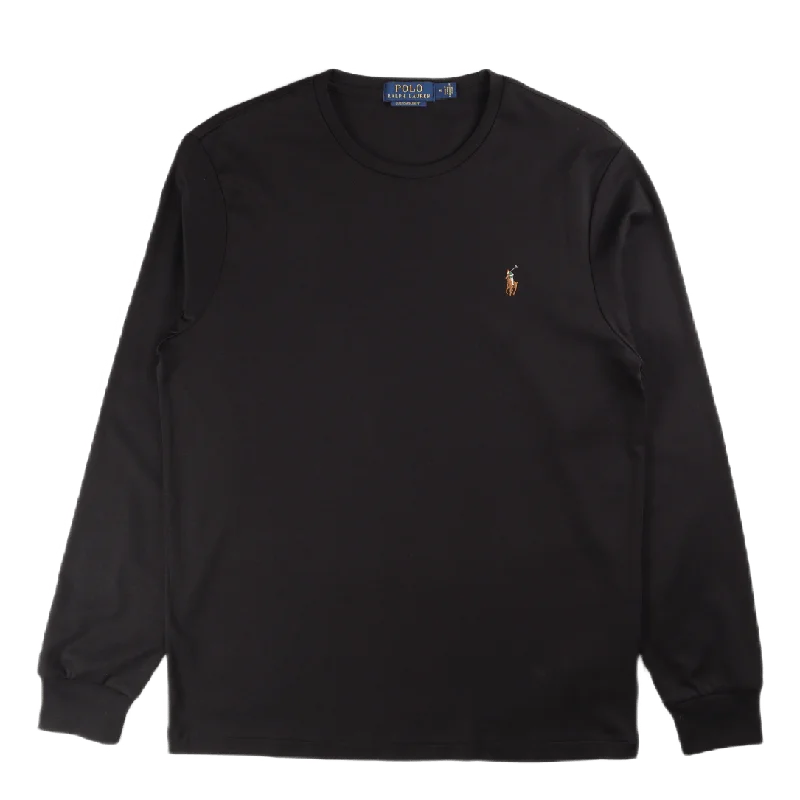 Men's long sleeve classic fit polo shirts with embroidered logosCustom Slim Fit Soft Cotton T-Shirt Polo Black