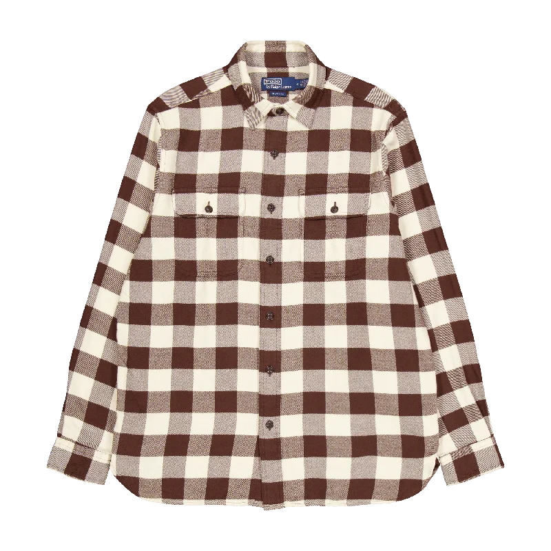 Men's jacquard woven polo shirts with intricate designsClassic Fit Checked Twill Workshirt Winter Cream / Brown Men's jacquard woven polo shirts with intricate designsClassic Fit Checked Twill Workshirt Winter Cream / Brown