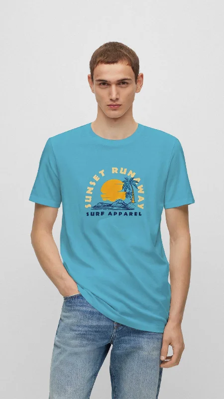 Men's lightweight performance polo shirts for tennis matchesPolo Republica Men's Sunset Runaway Printed Crew Neck Tee Shirt