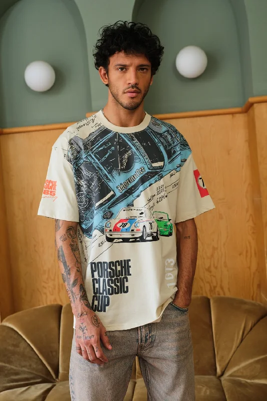 Men's v - neck muscle t - shirts for a body - building aestheticPorsche 1985 Oversized T-shirt