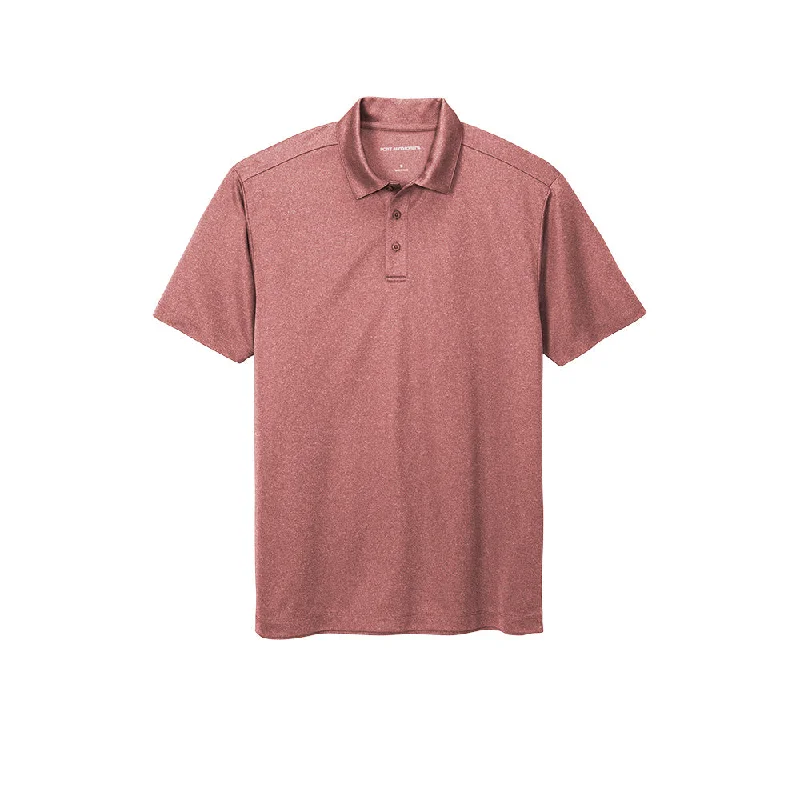 Men's long sleeve classic fit polo shirts with embroidered logos#Port Authority Heathered Silk Touch Performance Polo Men's long sleeve classic fit polo shirts with embroidered logos#Port Authority Heathered Silk Touch Performance Polo