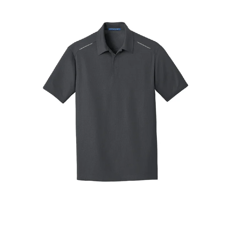 Men's two - tone stripe polo shirts with a preppy style#Port Authority Pinpoint Mesh Polo Men's two - tone stripe polo shirts with a preppy style#Port Authority Pinpoint Mesh Polo