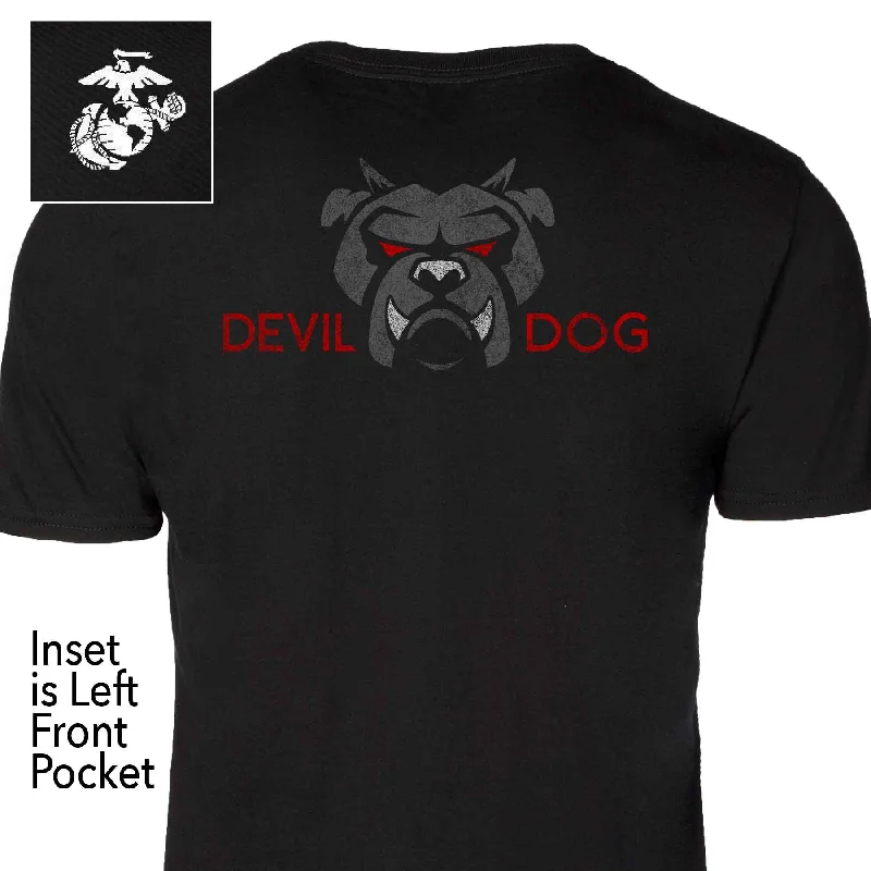 Men's distressed denim - look t - shirts with a rugged appealDevil Dog Back With Front Pocket T-shirt