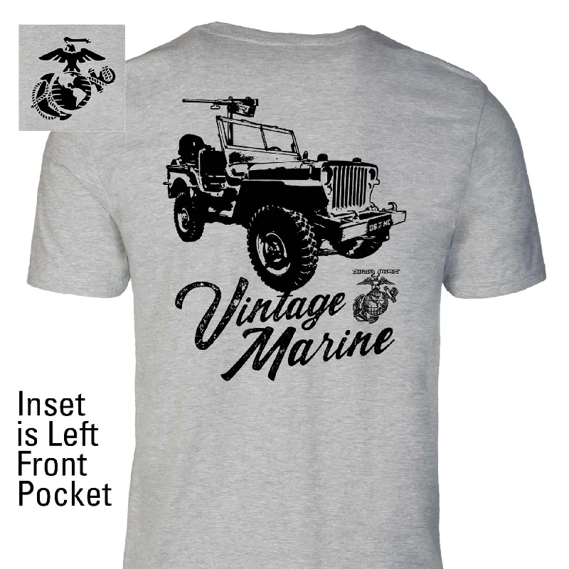 Men's moisture - wicking athletic t - shirts for intense workoutsVintage Marine Back With Front Pocket T-shirt