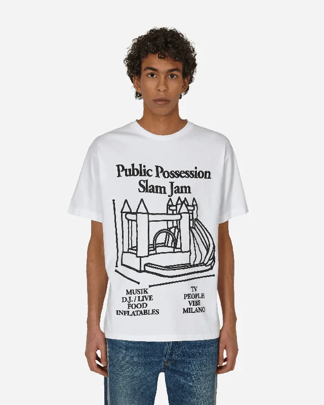 Men's short - sleeve linen t - shirts for summer beach outingsSlam Jam My Castle T-Shirt White