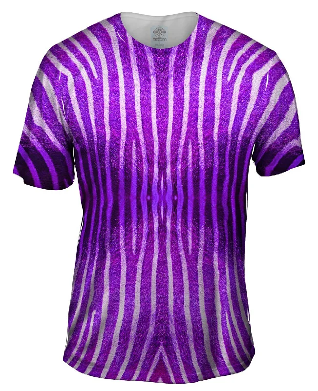 Men's short - sleeve linen t - shirts for summer beach outingsPurple Zebra Stripes Copy