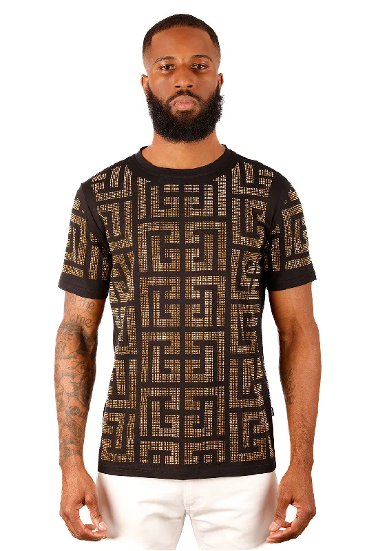 Men's UV - protection t - shirts for outdoor activities in the sunPuzzling Turnout Rhinestone T-Shirt