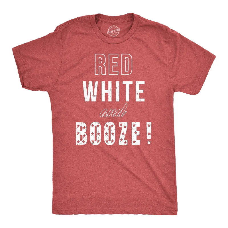 Men's printed Hawaiian t - shirts for tropical vacationsRed White and Booze Men's T Shirt