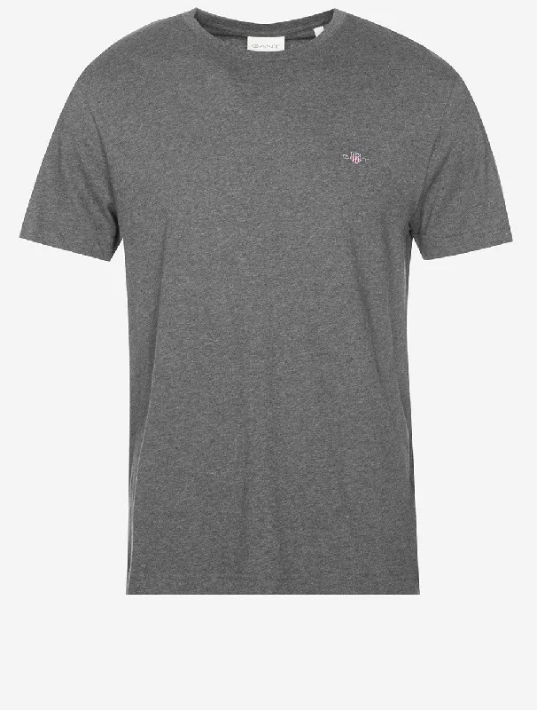 Men's tie - dye t - shirts with a bohemian styleRegular Shield Short Sleeve T-Shirt Antracite Melange