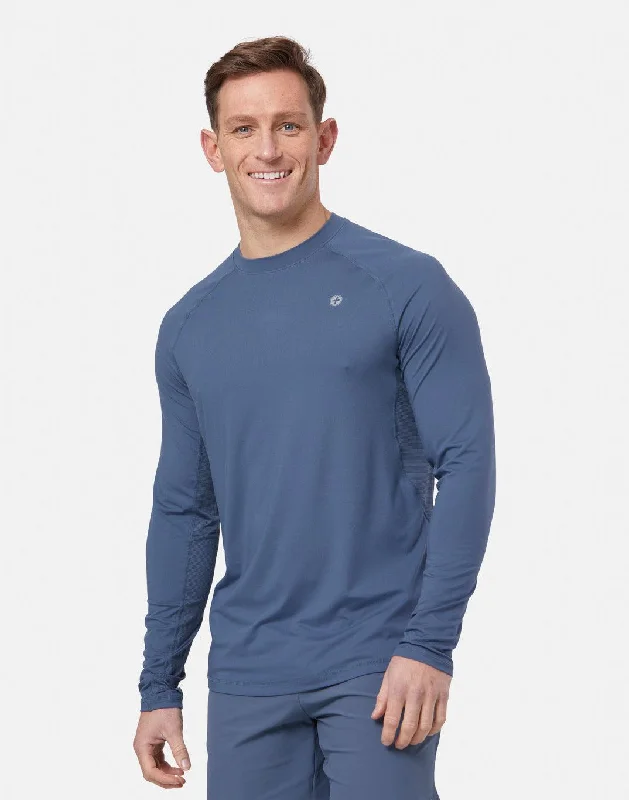 Men's long - sleeve henley t - shirts with button - down placketsRelentless Long Sleeve Tee in Thunder Blue