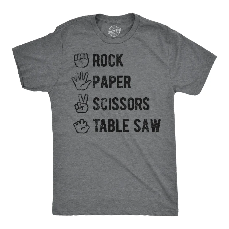 Men's mock - neck t - shirts with a modern and sleek styleRock Paper Scissors Table Saw Men's T Shirt