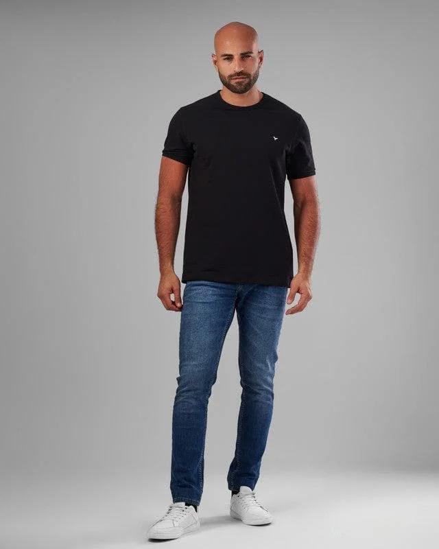 Men's thermal t - shirts with a high - neck design for cold weatherSHORT SLEEVE SLIM T-SHIRT - BLACK