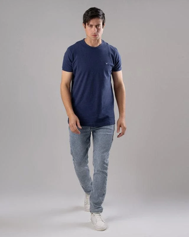 Men's organic cotton crew - neck t - shirts for everyday comfortSHORT SLEEVE SLIM T-SHIRT - NAVY