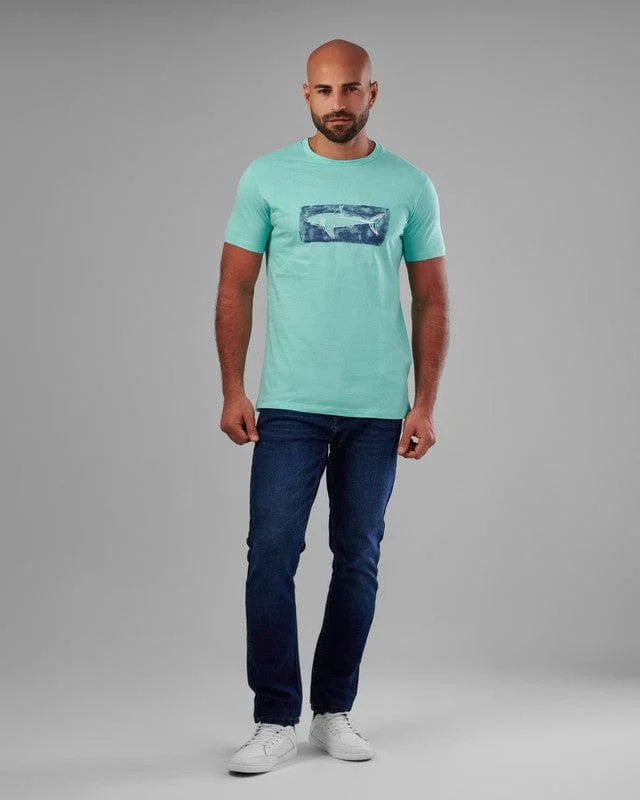 Men's lightweight performance t - shirts for running marathonsROUND NECK PRINTED T-SHIRT - AQUA