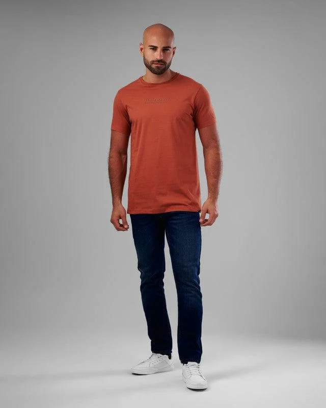 Men's eco - friendly recycled t - shirts for sustainable fashion choicesRUBBER-PRINTED ROUND NECK T-SHIRT - HAVANE