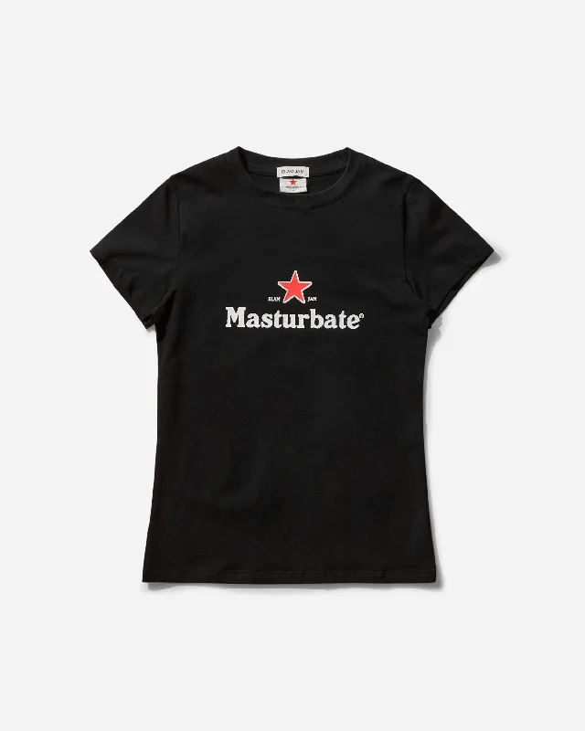 Men's distressed denim - look t - shirts with a rugged appealSlam Jam Masturbate T-Shirt Black