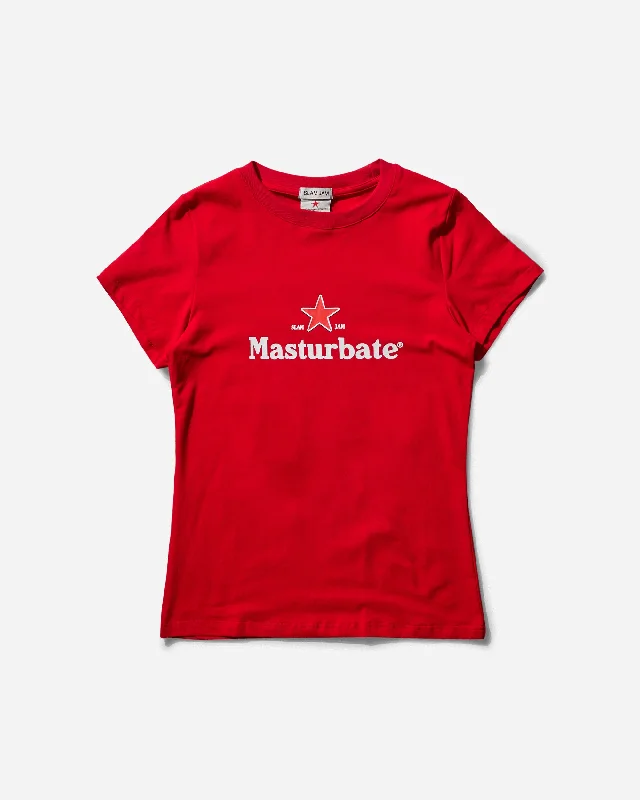 Men's polo t - shirts with a contrast collar for a preppy lookSlam Jam Masturbate T-Shirt Red