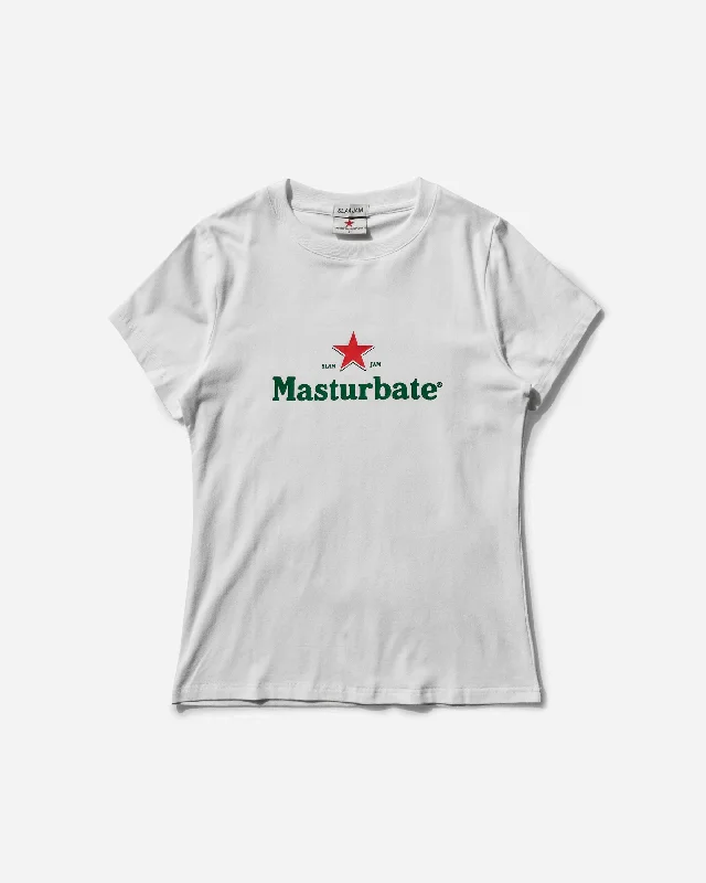 Men's moisture - wicking athletic t - shirts for intense workoutsSlam Jam Masturbate T-Shirt White