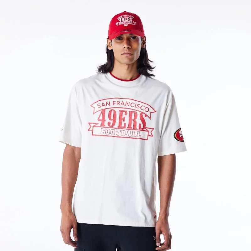 Men's organic cotton crew - neck t - shirts for everyday comfortSan Francisco 49ers NFL Graphic Open White Oversized T-Shirt