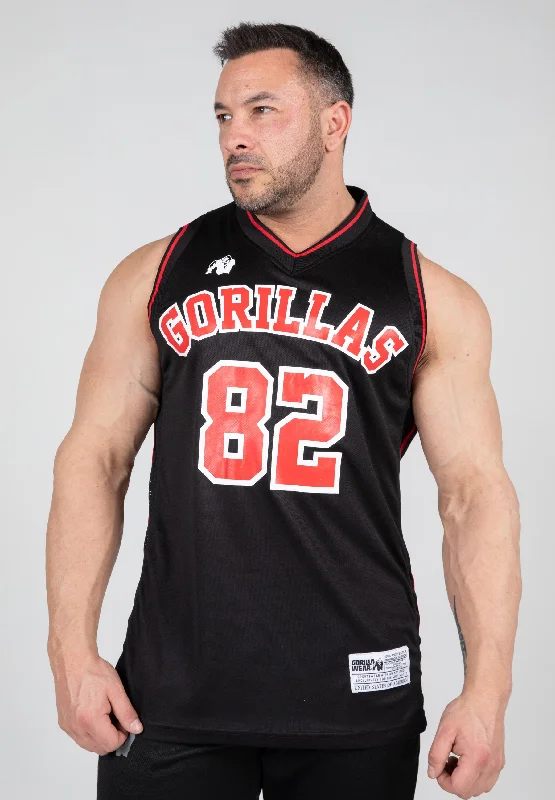 odor-resistant men's tank topsSan Mateo Jersey Tank Top - Black/Red