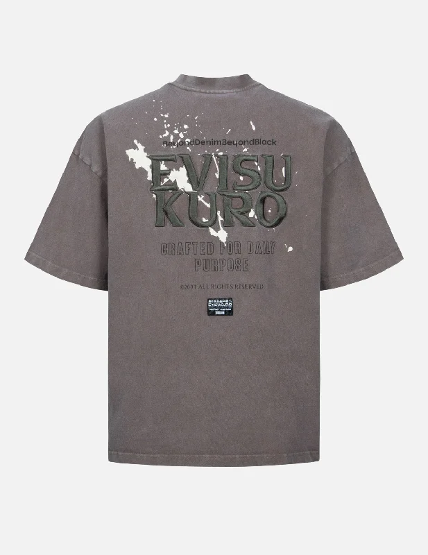 Men's printed Hawaiian t - shirts for tropical vacationsSeagull and Logo Embroidery Pigment Dyed Oversized T-shirt Men's printed Hawaiian t - shirts for tropical vacationsSeagull and Logo Embroidery Pigment Dyed Oversized T-shirt