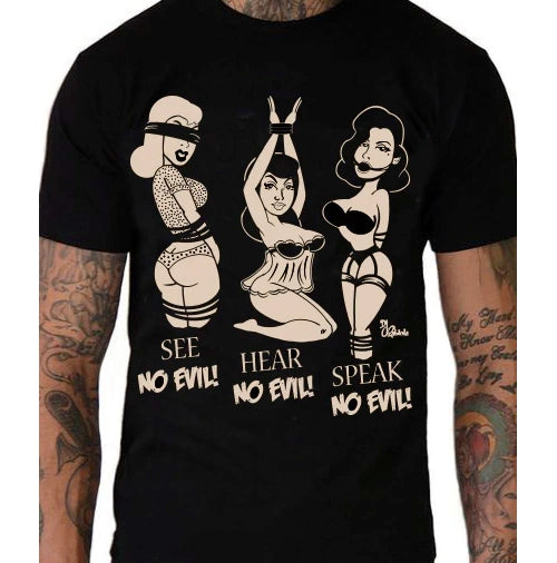 Men's smart - casual checkered t - shirts for semi - formal occasionsSee No Evil Hear No Evil Speak No Evil Mens T-Shirt