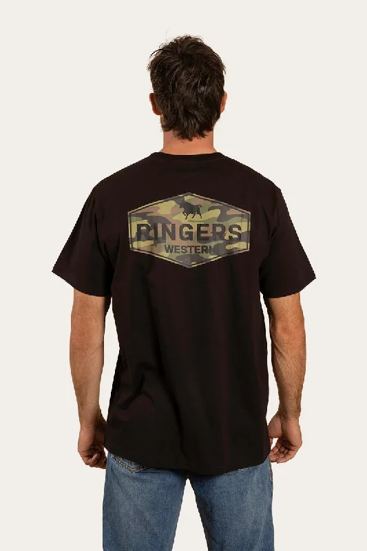 Men's v - neck muscle t - shirts for a body - building aestheticServo Mens Loose Fit T-Shirt - Black/Camo