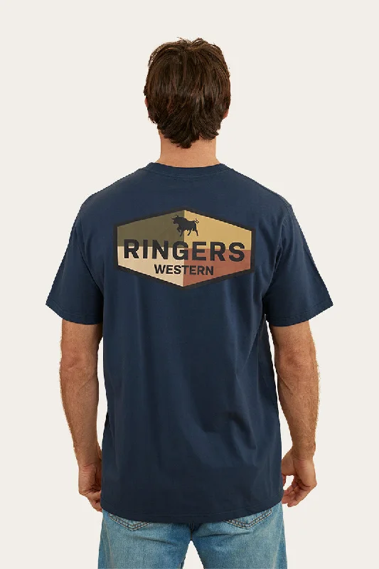 Men's ribbed t - shirts with a textured finish for added styleServo Mens Loose Fit T-Shirt - Navy