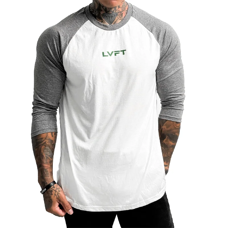 Men's slim - fit graphic t - shirts with vintage rock band printsSlate Raglan Tee - Heather Grey