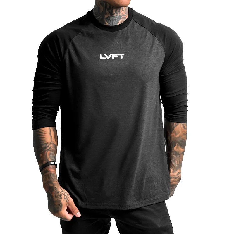 Men's moisture - wicking athletic t - shirts for intense workoutsSlate Raglan Tee - Black Charcoal