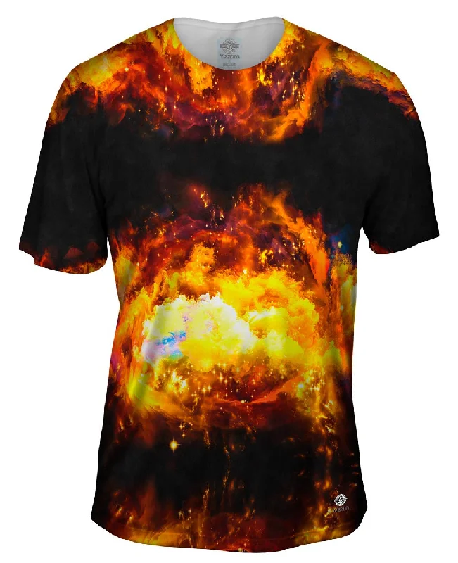 Men's short - sleeve linen t - shirts for summer beach outingsSpace Galaxy Nebula Burst