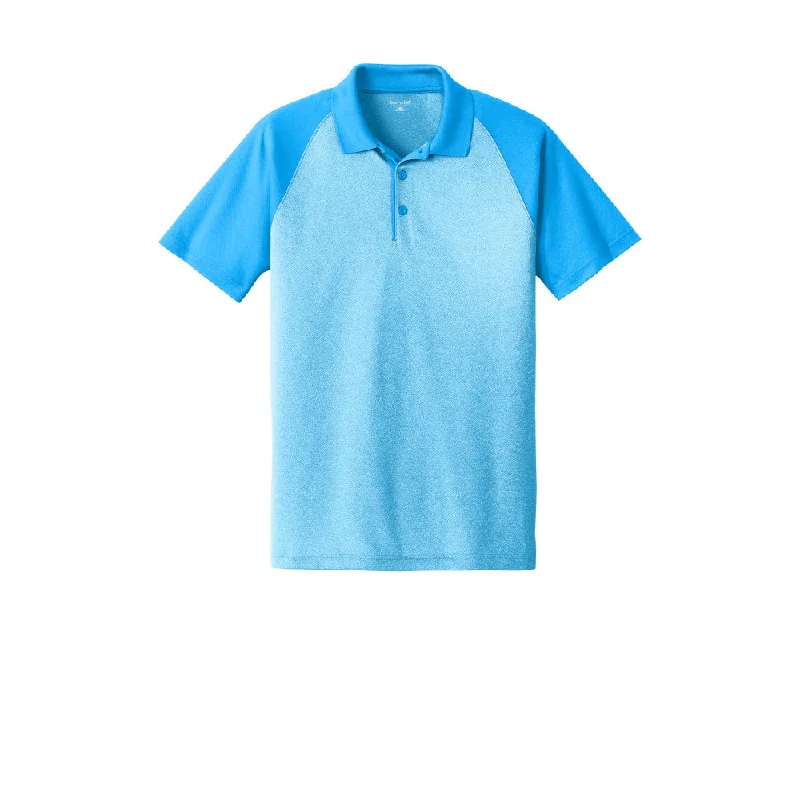 Men's reversible polo shirts with two different looks#Sport-Tek Raglan Heather Block Polo Men's reversible polo shirts with two different looks#Sport-Tek Raglan Heather Block Polo