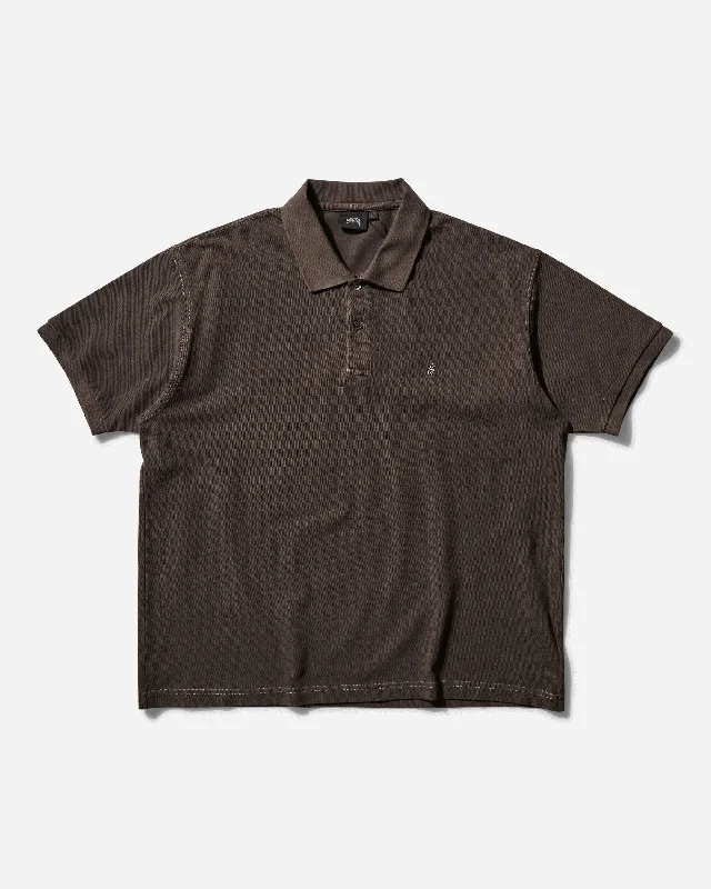 Men's button - front t - shirts with a unique artistic printPique Polo Pigment Dyed Brown