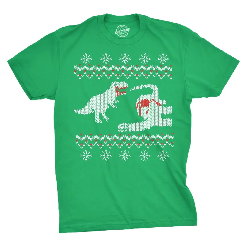 Men's slim - fit graphic t - shirts with vintage rock band printsT-Rex Dinosaur Snack Ugly Christmas Sweater Men's T Shirt