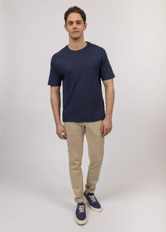 Men's slim fit short sleeve polo shirts with contrast collarsT-shirt à manches courtes Lumio - col rond, en coton (MARINE) Men's slim fit short sleeve polo shirts with contrast collarsT-shirt à manches courtes Lumio - col rond, en coton (MARINE)