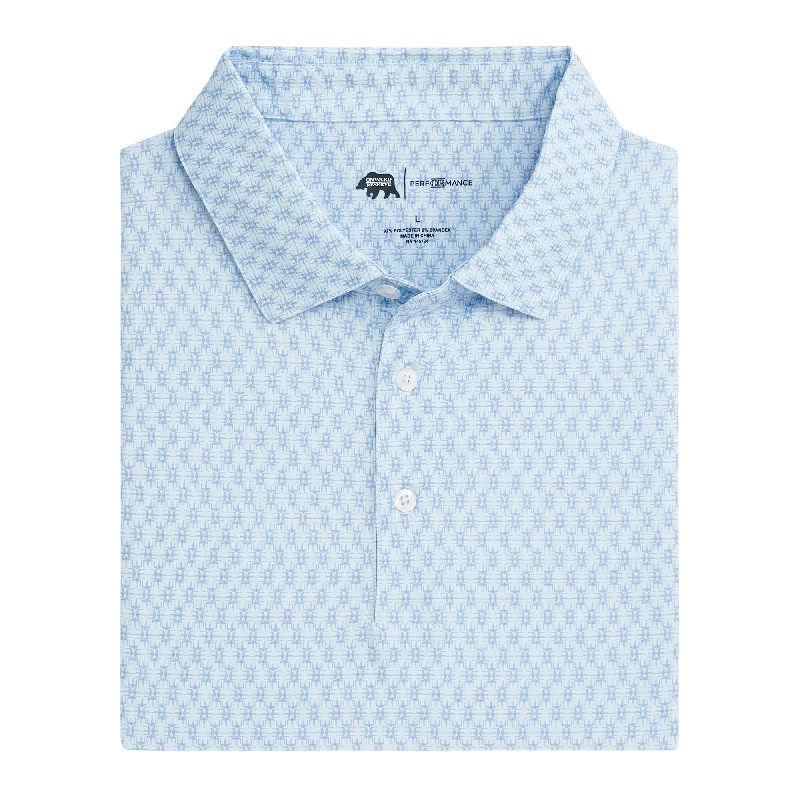 Men's high - collar polo shirts with a modern twistTents Printed Performance Polo - Open Air Men's high - collar polo shirts with a modern twistTents Printed Performance Polo - Open Air